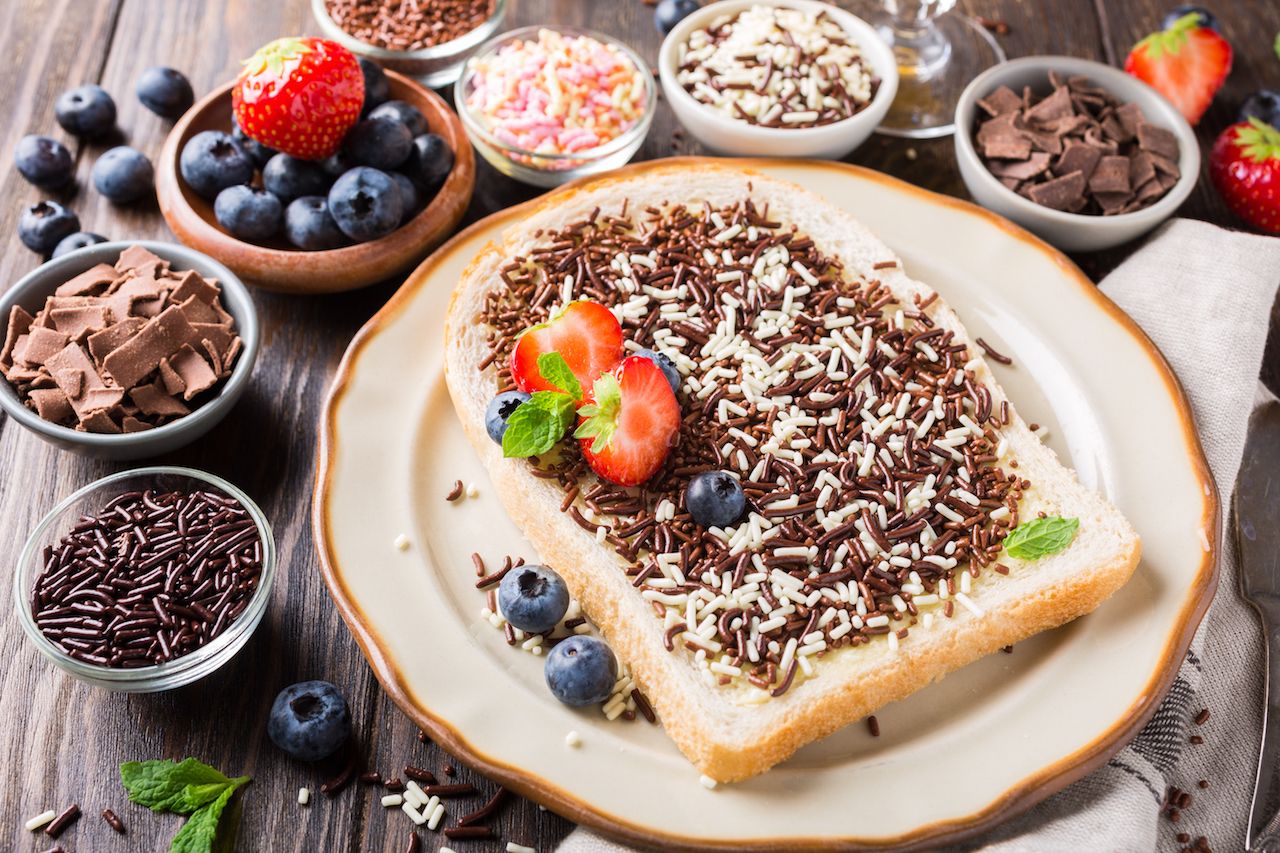 Cultural Cuisine Challenge Dutch Breakfast Hagelslag Chocolate Sprinkles And Berries On Bread Toast